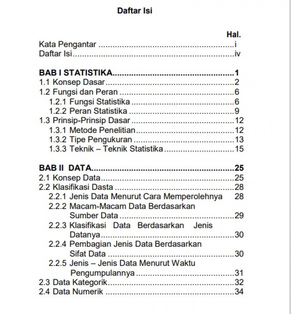 Statistika untuk Mahasiswa dan Dosen Non Statistik daftar isi