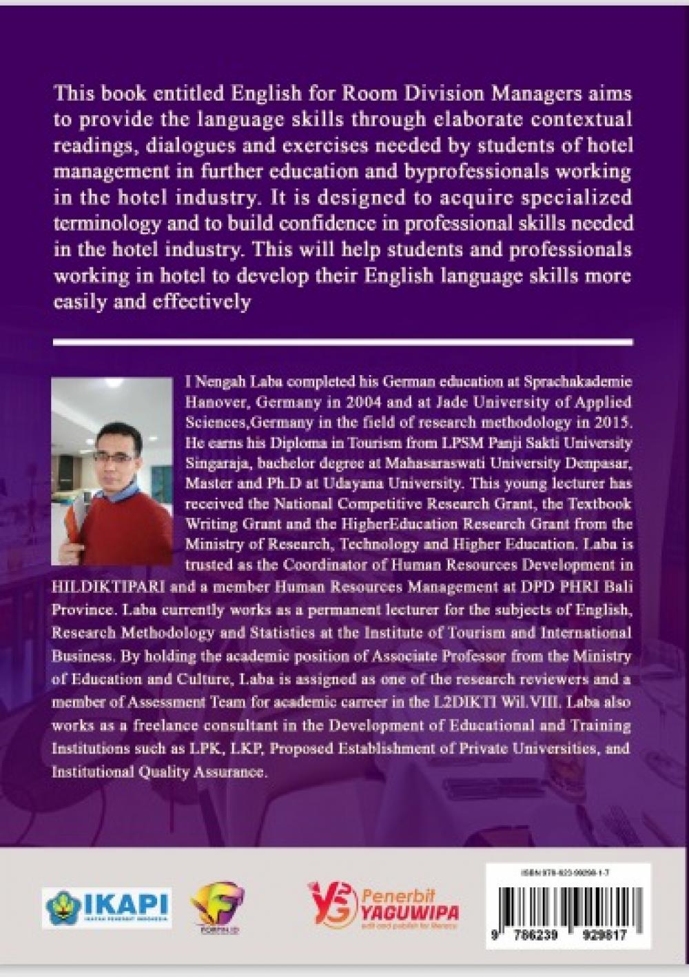English for Room Division Managers cover belakang
